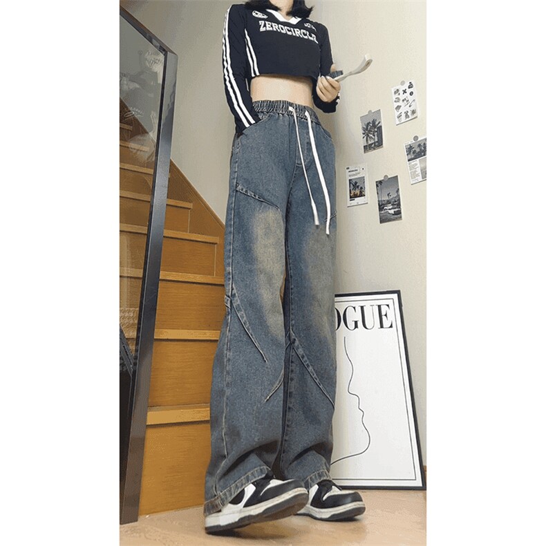 高品质现货美式牛仔裤男女同款复古高街宽松直筒裤NK328P50,男装牛仔裤,星座1602（原101B）