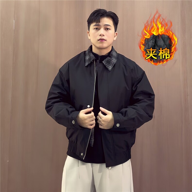 现货美式宽松假两件三防夹棉加厚翻领棉服6106特P85,男装棉衣,星座205-3