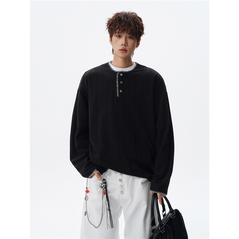 现货新款T26001-P38特控78大码中性撞色长袖卫衣T恤，男装T恤，电商D232