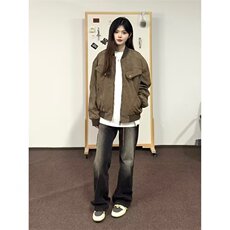 890-P64美式复古cleanfit工装夹克男女秋冬季休闲宽松做旧，男装T恤，电商B323A