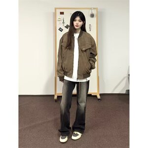 890-P64 美式复古cleanfit工装夹克男女秋冬季休闲宽松做旧图片