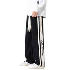 K8811P50光影墙秋季灯芯绒休闲宽松运动裤撞色拼接大码直筒，男装休闲裤，电商A026-1