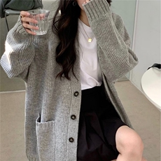 韩版穿搭小香风针织毛衣女秋冬季新款外搭宽松慵懒感领开衫外套潮，男装针织衫/毛衣，星座506A