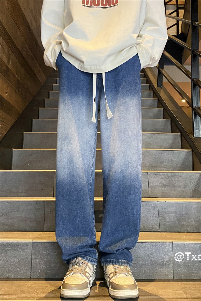 牛仔裤男2024春季宽松直筒新款渐变百搭裤子B315-K5448-P50控68,男装牛仔裤,电商B315