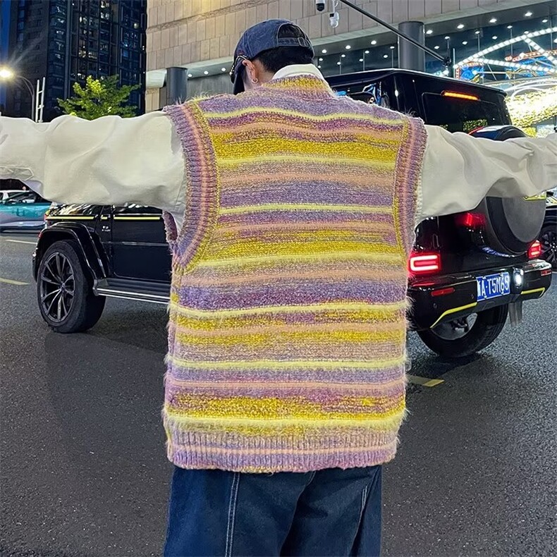 男百搭潮流时尚渐变拼仿貂绒背心马甲A325P58,男装背心/马甲,星座1116-2