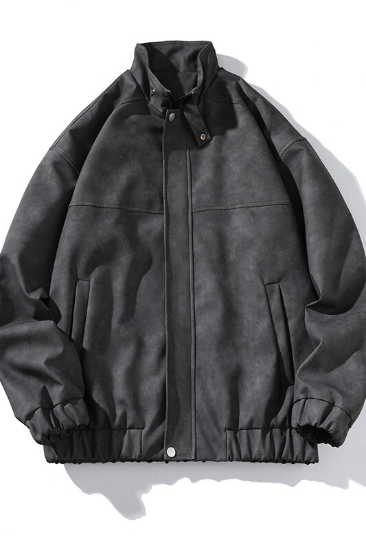 秋季宽松夹克男港风复古怀旧美式骑行机车服PU皮衣外套JK667-P95,男装夹克,星座505-3