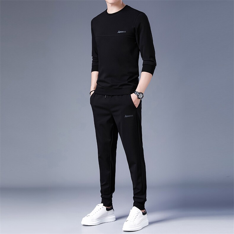 SA8915-2钱塘2020-2中青年男士圆领卫衣休闲简约百搭套装P137,男装休闲套装,钱塘207-2