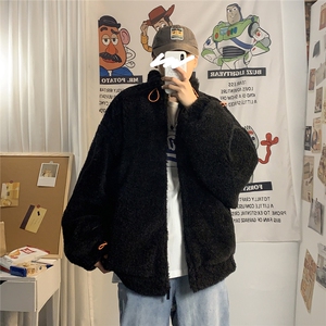 港风冬季宽松百搭棉服男羊羔毛情侣棉衣男外套男7956P105控149图片