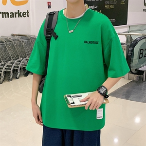 夏款青少年简约印花半袖港风绣标圆领短袖T恤男女1566-P38 控价58图片