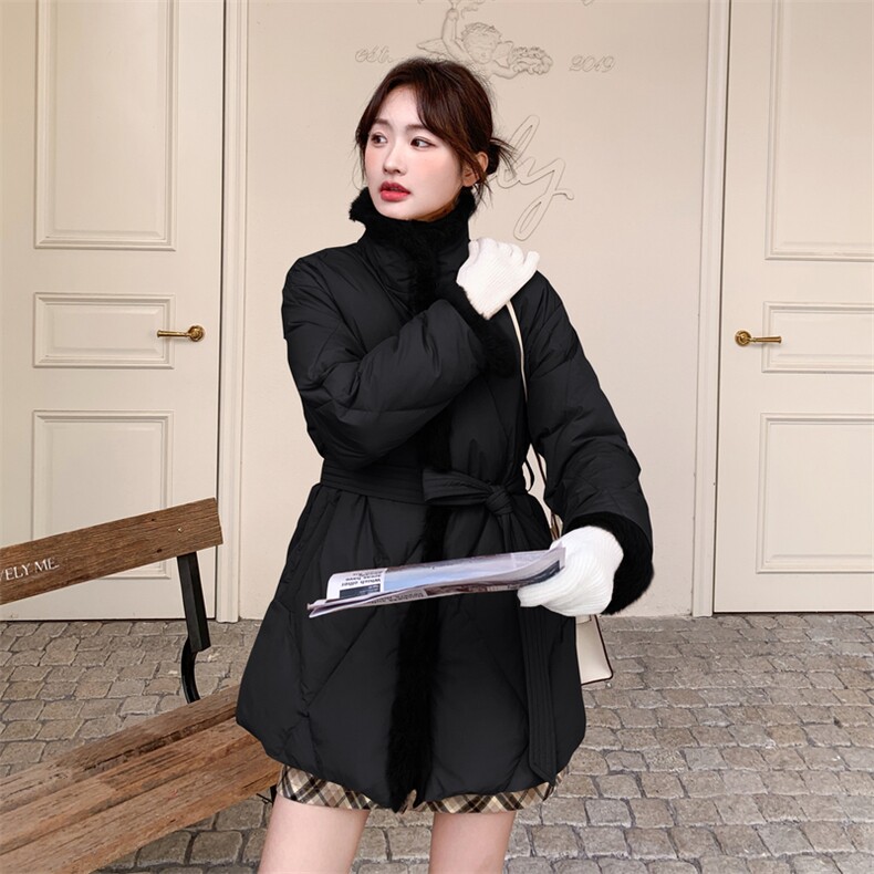 新款，，绗线显瘦拼毛毛羽绒服5582-P295-K448,女装羽绒服,2C305