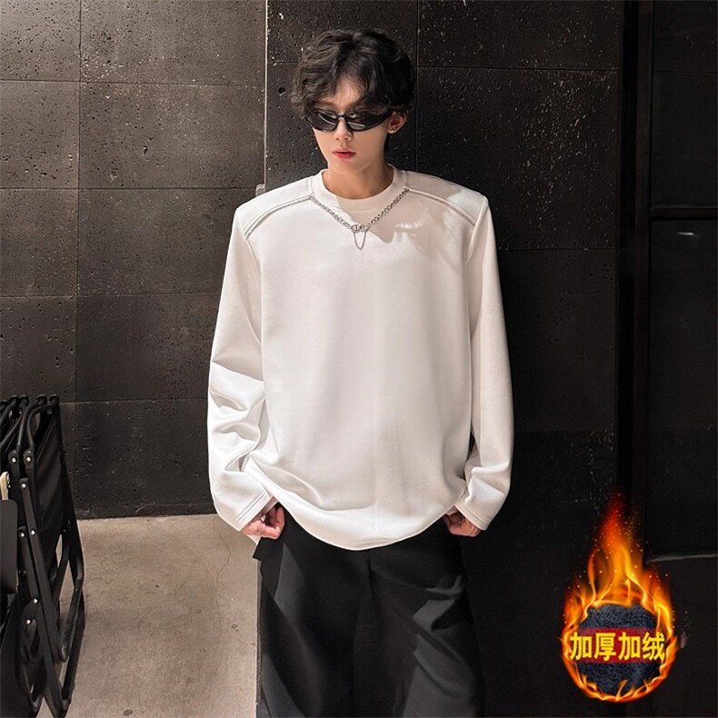 [003】珍珠潮牌打底衫男秋冬季修身内搭长袖T恤A079-W252-P49,男装T恤,电商A079
