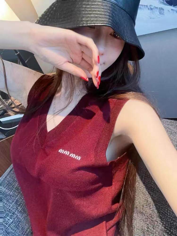 新款针织套头马甲无袖时尚百搭，女装T恤，百纯羊绒