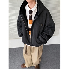 加绒牛仔棉服男冬季棉衣外套羊羔绒加厚毛领保暖外套MY1311-P158，男装棉衣，星座1103-3