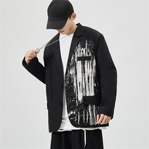 2021春秋季新款男士休闲宽松印花大码西装西服外套XF01/P65图片