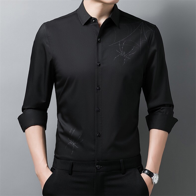 春秋季长袖纯色商务衬衫男休闲潮流百搭中青年男衬衣XY2230-P68，男装衬衫，星座1105-3