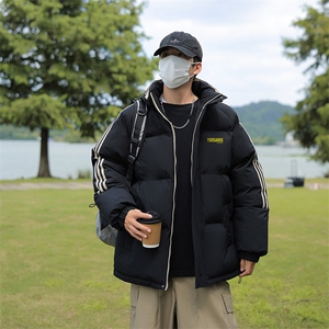 冬季拼三条杠面包服宽松情侣男女羽绒棉连帽棉衣C408 M1202P100图片