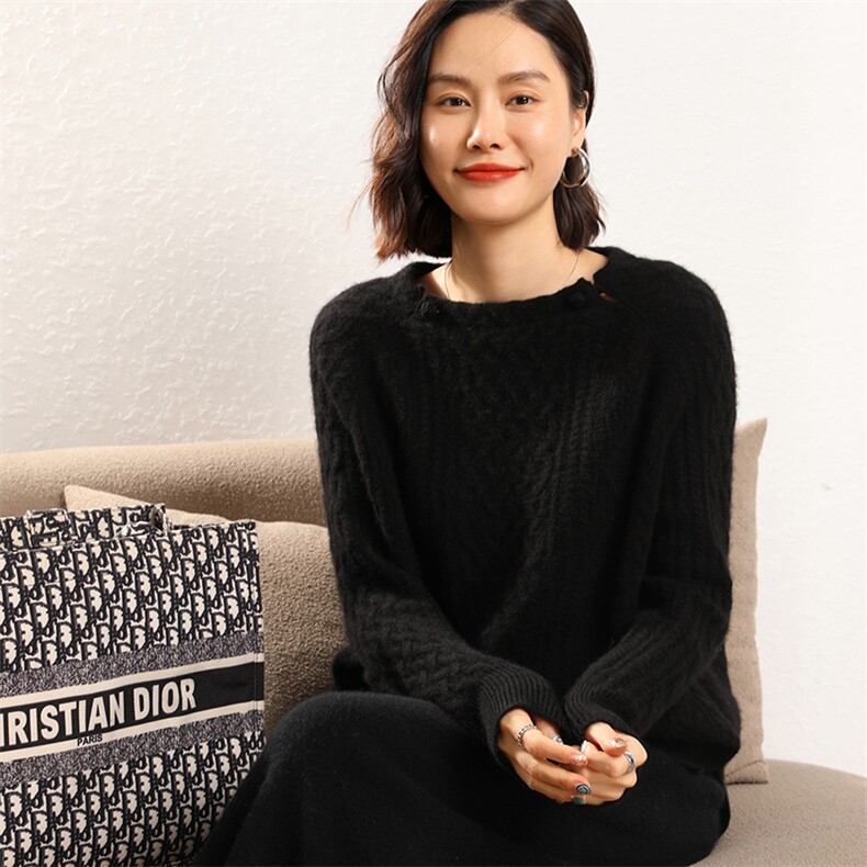 圆领羊绒衫女山羊绒秋冬内搭针织打底纯色毛衣,女装羊绒衫,五色羊羊绒