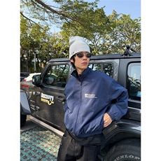 美式复古字母印花立领夹克男女春秋宽松休闲运动百搭外套，男装夹克，星座506A