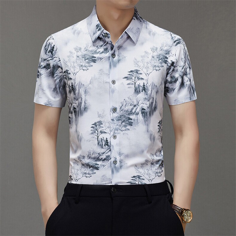 BGW-K425161夏季新款男士短袖衬衣百搭衬衫商务时尚男装图片