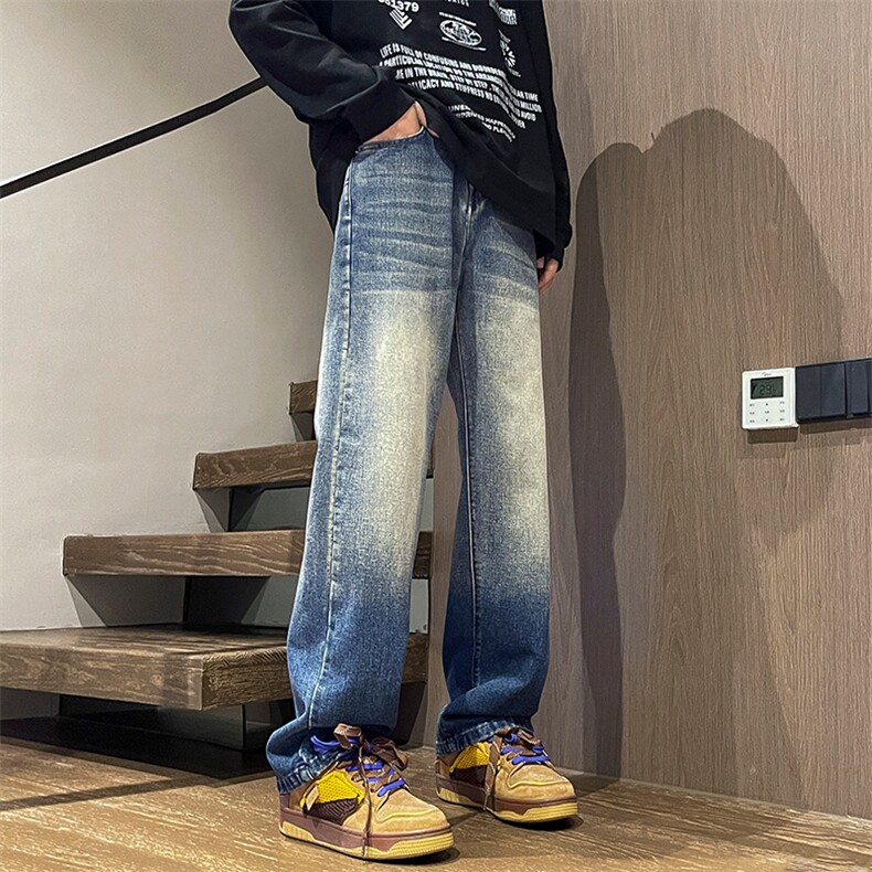 2025男宽松直筒休闲长裤青少年美式潮牌复古牛仔裤N523P50,男装牛仔裤,星座914-1