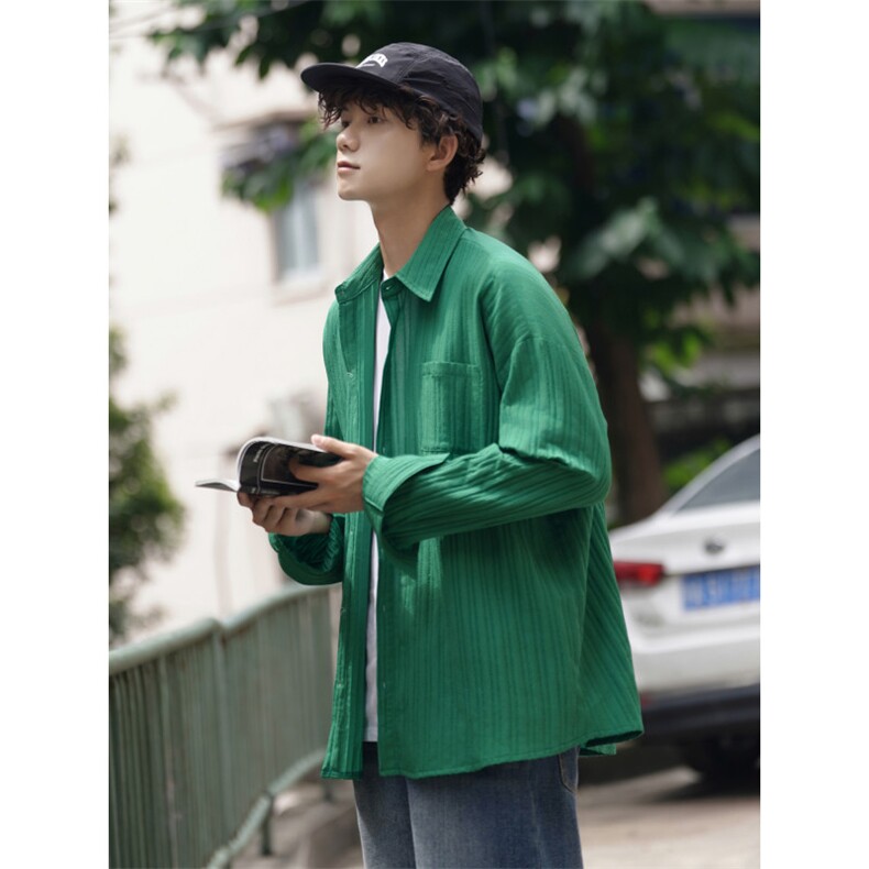 2025复古休闲港风时尚老钱风衬衣中性百搭韩版衬衫C217-TP28，男装衬衫，电商A170