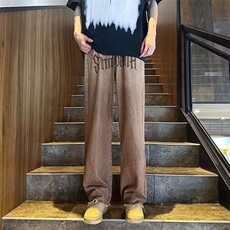 青春流行ins男原宿美式vibe裤子直筒水洗拉链牛仔裤潮C957P48，男装牛仔裤，星座1116-2