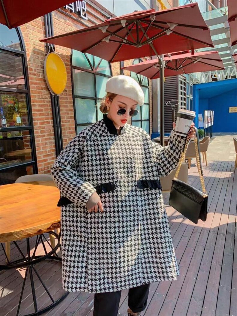 〈现货〉冬季新款棋盘格大衣，其它，忻美