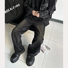 24新款复古美式怀旧水洗直筒阔腿牛仔裤-NZ217-网络图，男装牛仔裤，星座1002-2