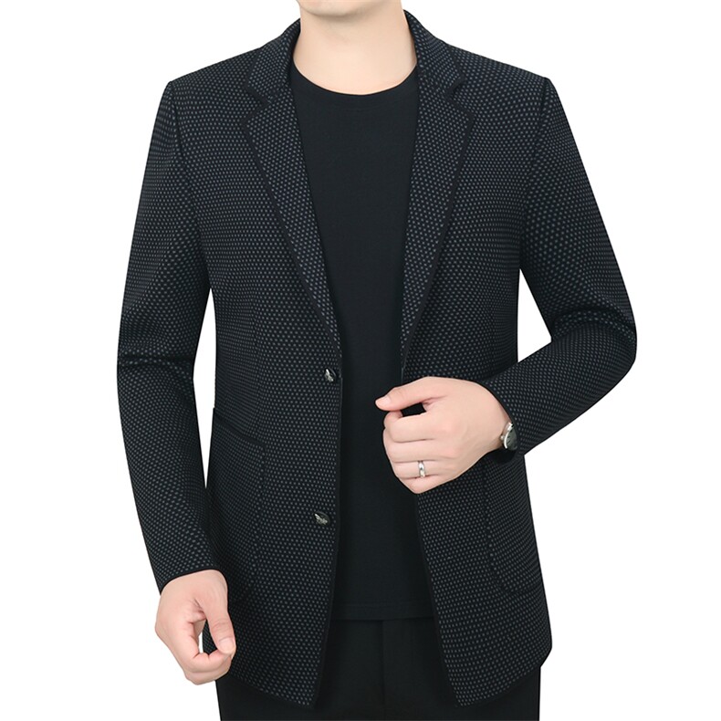 西服潮流中年男士针织开衫上衣服2023春秋新款时尚休闲夹克男装图片
