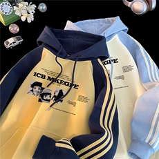 高品质！全棉重磅400克三条杠撞色印花连帽卫衣RH1212p63控98，男装卫衣，星座610B-1