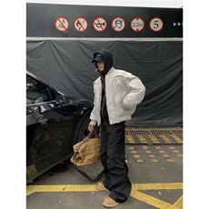 冬季美式解构弧形飞行员棉服机车夹克男加厚棒球服棉衣MY6011，男装夹克，星座208-5