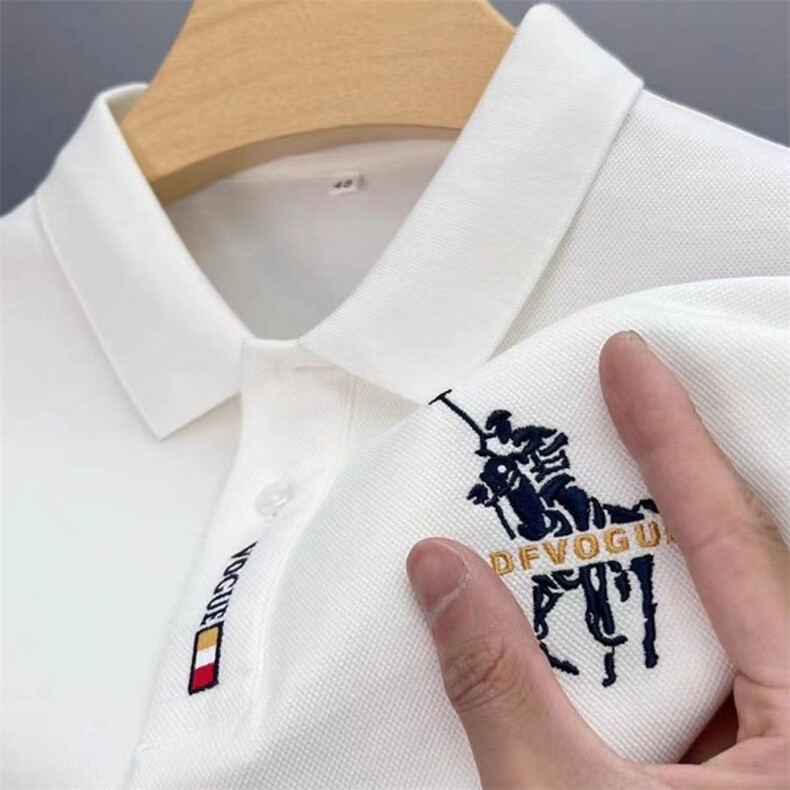 短袖T恤男士2024夏季新款商务休闲时尚刺绣翻领Polo衫百搭纯色,男装Polo衫,电商B212（原钱塘6029）
