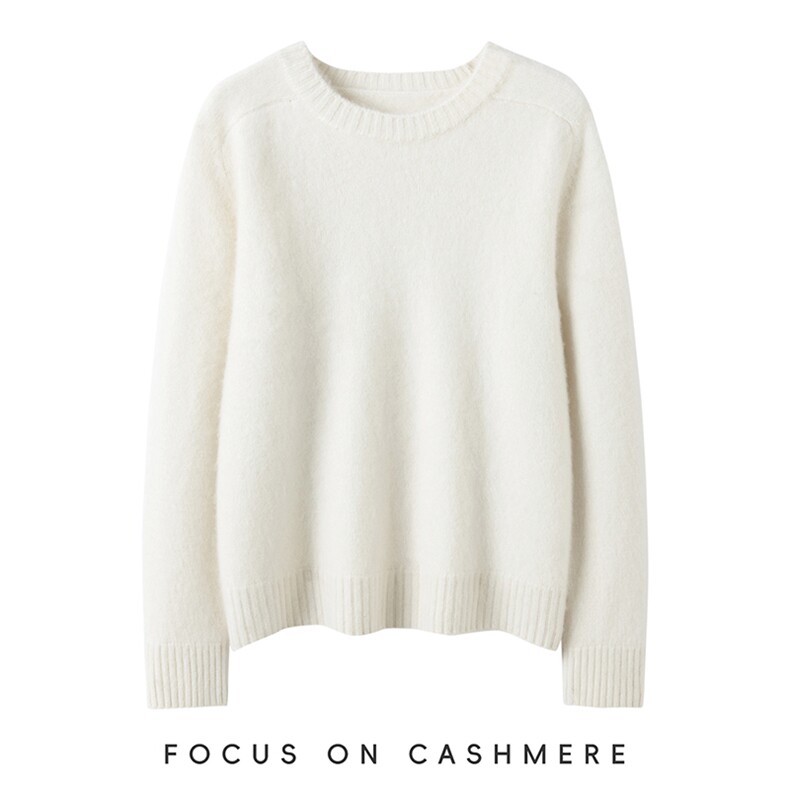 秋冬新款纯色针织圆领套头上衣时尚百搭，女装羊绒衫，缇曼羊绒
