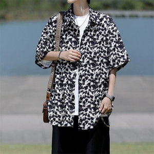 8XL-M花衬衫男短袖夏季薄款冰丝半袖宽松大码休闲外套DC28008P38图片