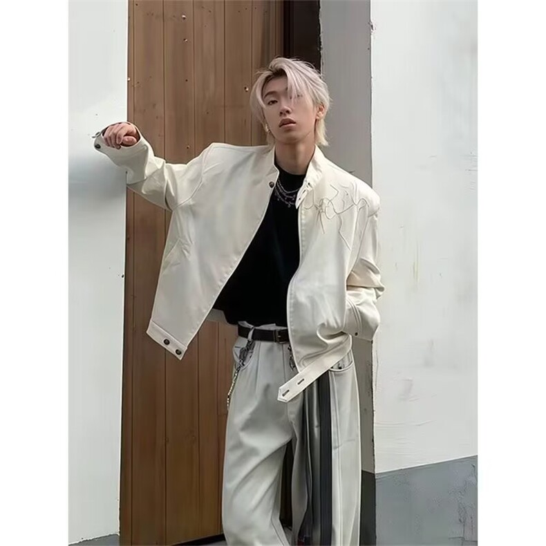 美式复古荆棘立体绣夹克男款春秋季潮牌痞帅宽松百搭外套WJK1039，男装夹克，星座208-5