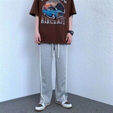 218-1-P30-KE043夏季宽松休闲侧边白色线条休闲裤，男装休闲裤，四季星座218-1