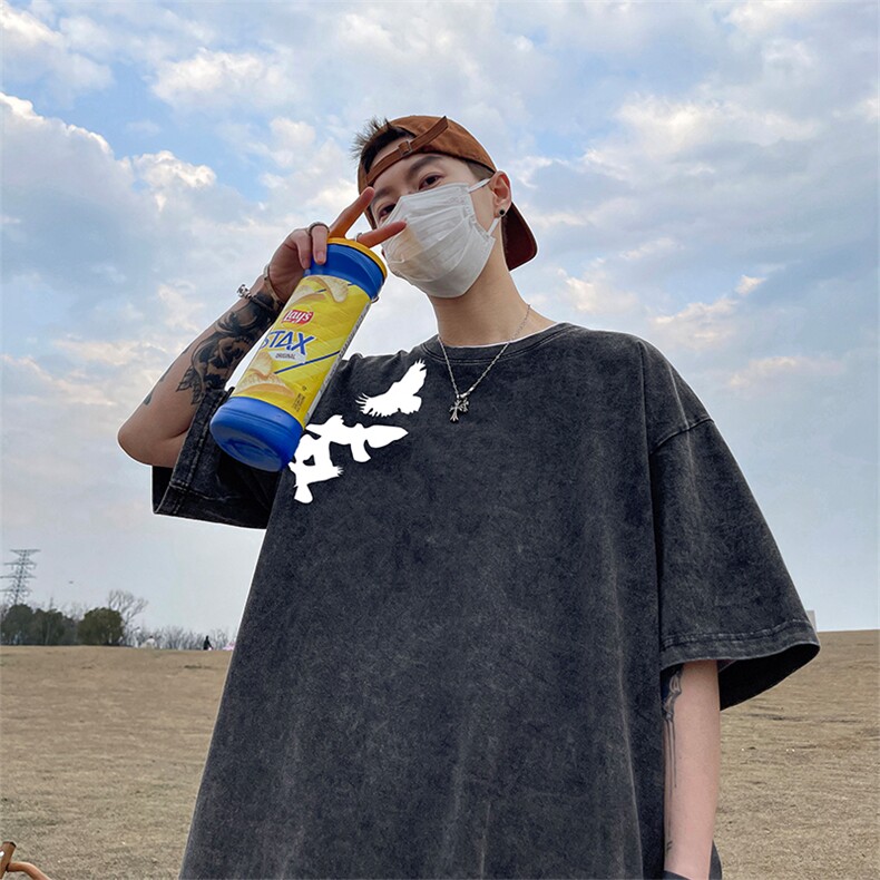 量大优可供抖音视频支持得物品质配合二开美式水洗短袖t恤SX76,男装T恤,电商A486
