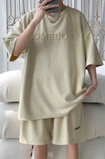 夏季宽松钢印麂皮绒套装男T恤短裤两件套港风B299-X5398-P70控88，男装牛仔裤，电商A061-1