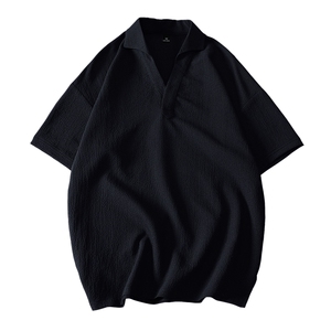 现货主推大码简约休闲风翻领短袖T恤男上衣-T607-P30图片