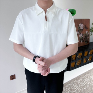 夏季宽松男翻领短袖T恤POLO衫纯色 A110-P50图片