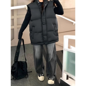 现货5W件冬季三防硬挺boxy短款立领棉衣马夹外套加厚马甲保暖棉服图片
