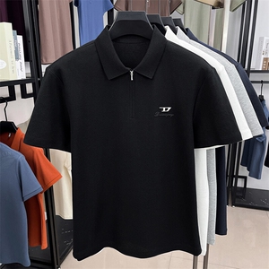 夏季棉短袖半拉链翻领POLO衫男T恤潮流品质上衣体恤男装图片