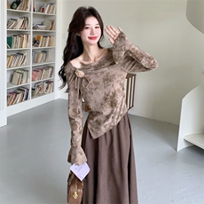 新品露肩修身上衣+不规则半身裙套装2C158-6045-P165-K268，女装套装/套裙，2C158