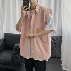ins潮牌无袖衬衫男夏季休闲潮流马甲青少年痞帅宽松外衣CS007-P28，男装背心/马甲，星座1008-1