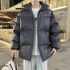 新款立领pu皮印花棉衣男秋冬季加厚面包服外套保暖棉服MY609-P115，男装棉衣，星座505-3