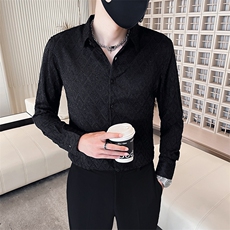 301A-1/H512/P58秋季新款男士纯色长袖衬衫男韩版修身痞帅上衣，男装衬衫，星座301A-1