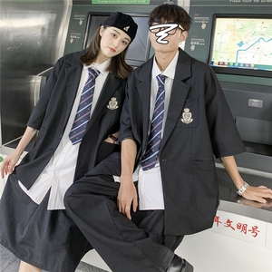夏季短袖西装男七分袖套装JK西服外套DK制服XF01同款衬衫也有图片