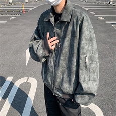 F159-P74现货2024春季新款水洗工装皮外套男潮牌夹克机车服上衣，男装夹克，星座512-6