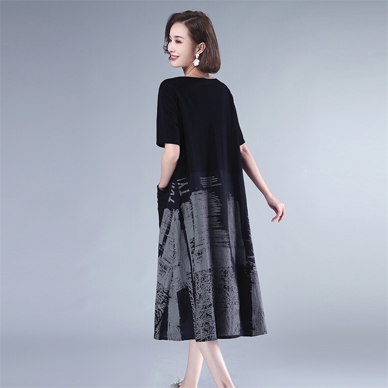 2021夏款新款拼接大码女装裙252款,女装连衣裙,秋牧寒烟