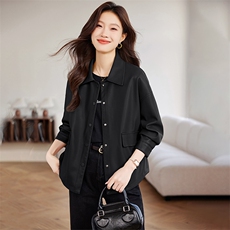 皮衣外套女2025新款今年流行爆款开春休闲小个子妈妈超火夹克上衣，女装皮衣，希欧阁